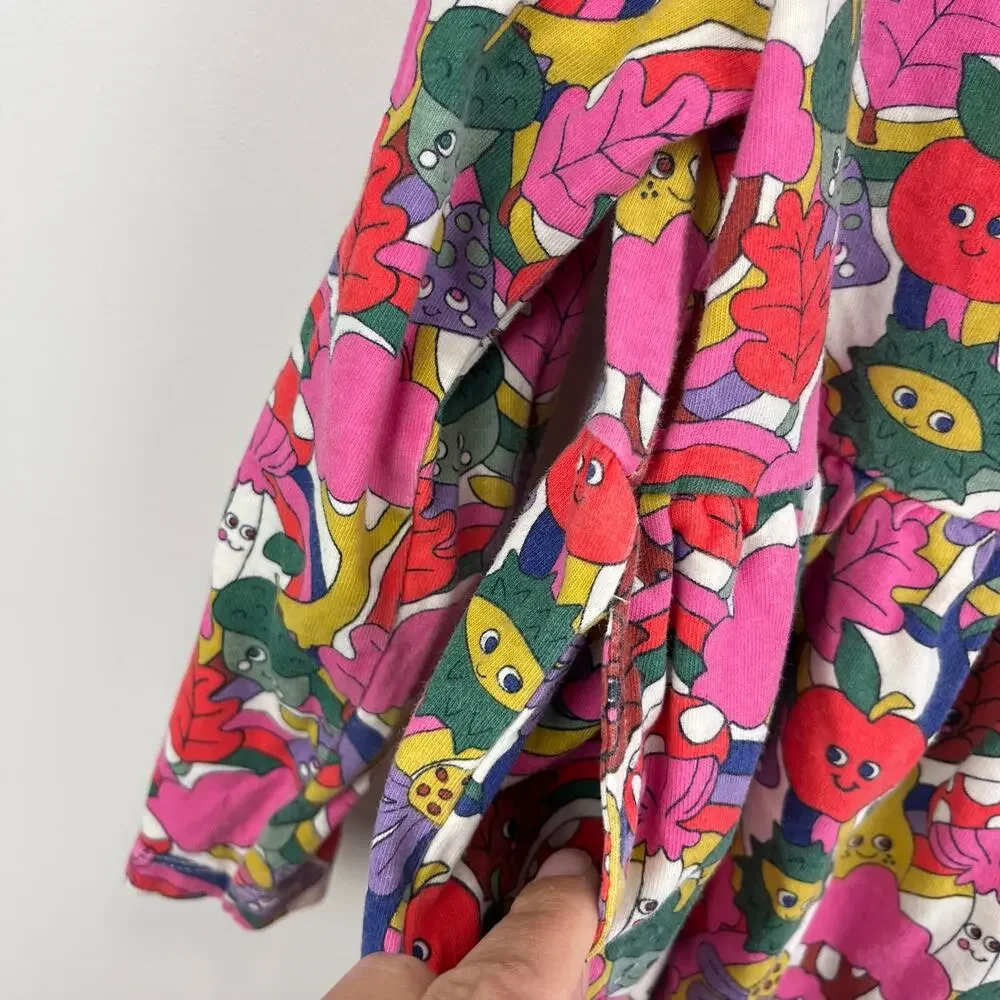 Mini Boden Long Sleeve Fun Jersey Dress Multi Blush Pink Bonkers Conkers 5-6